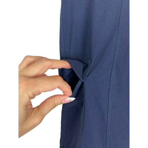 Anatomie Blue Contrast Panel Legging Pants Size M Pockets Ankle Zip Pull On Crop - Picture 4 of 9